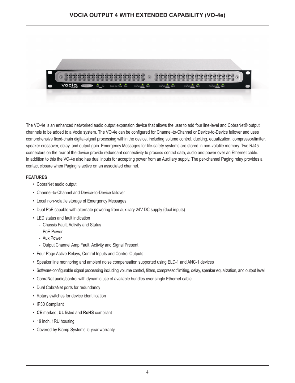 Biamp VO-4e User Manual | Page 4 / 14