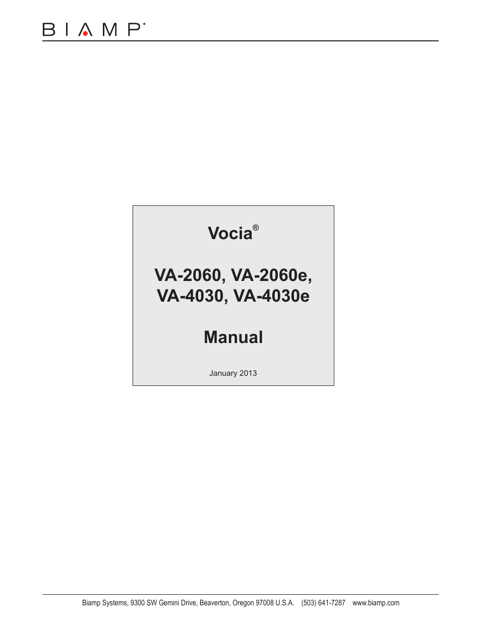 Biamp VA-4030e User Manual | 20 pages