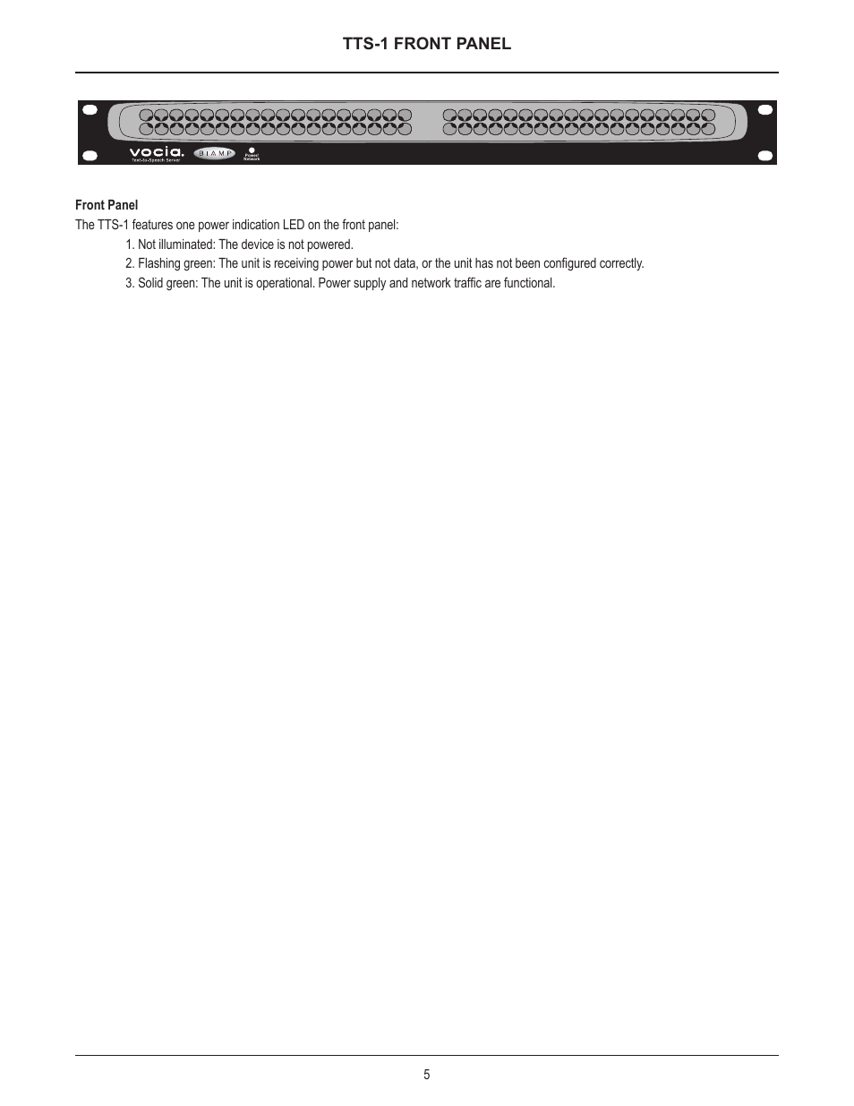 Tts-1 front panel | Biamp TTS-1nc User Manual | Page 5 / 12