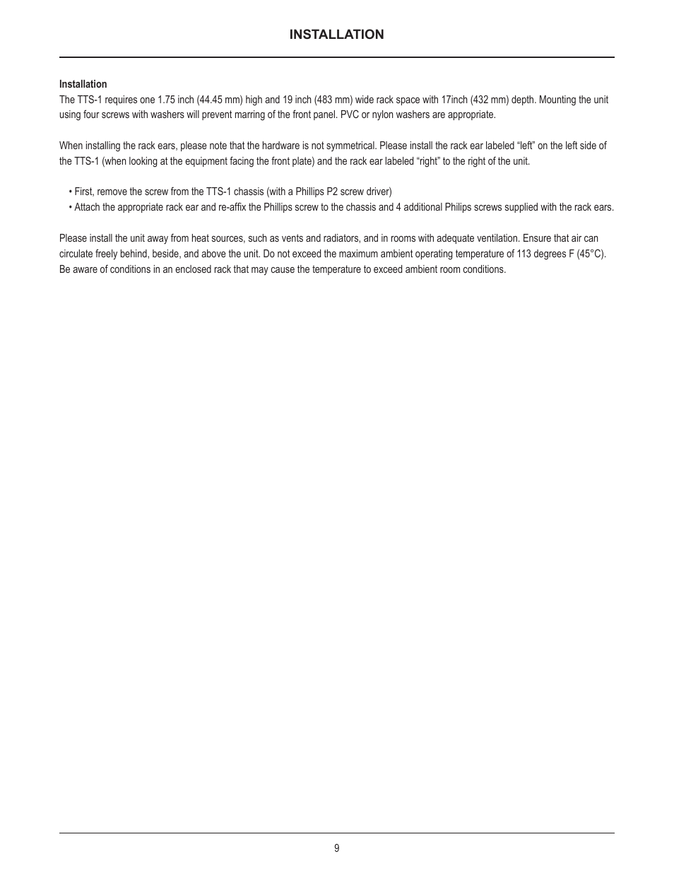 Biamp TTS-1nc User Manual | Page 9 / 12