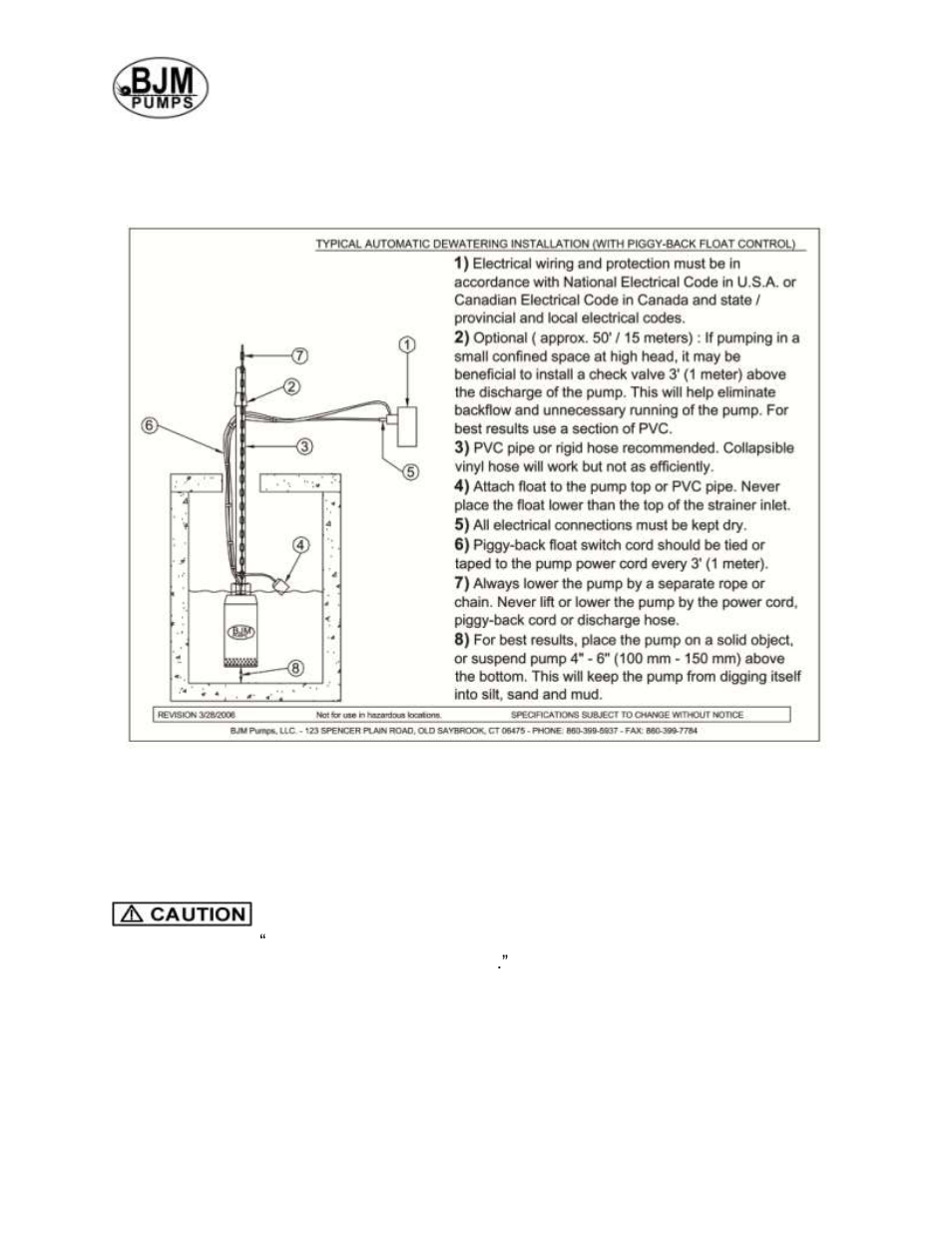 Stopping, Intended methods of connection, Single phase wiring instructions | BJM Pumps RX15SS-575T User Manual | Page 11 / 33