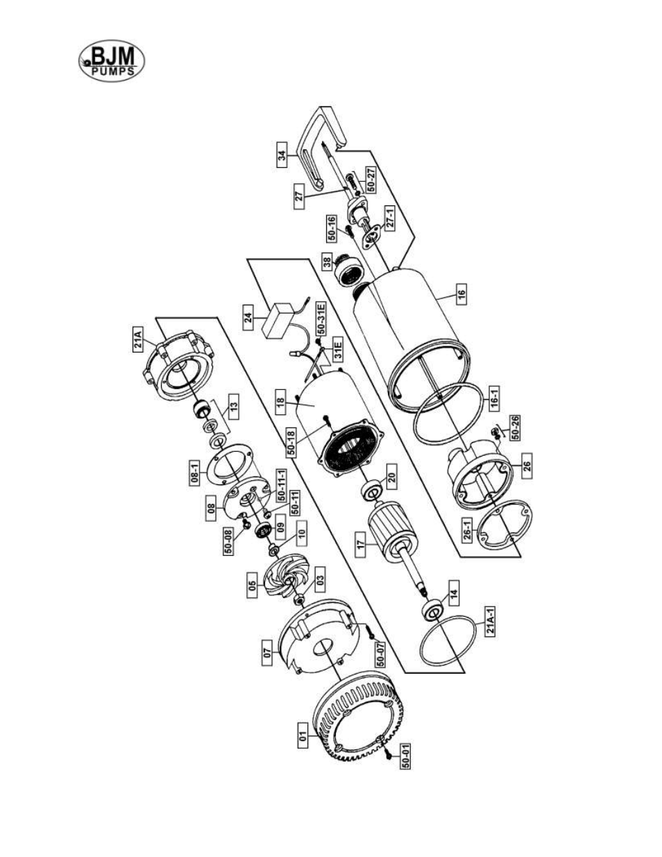 Exploded view of r100 | BJM Pumps RX15SS-575T User Manual | Page 16 / 33