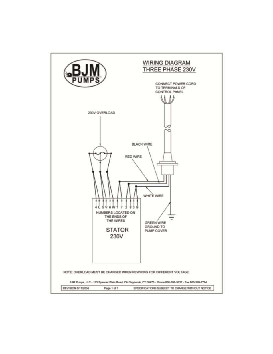 Three phase wiring diagram, Models r08, rx08ss, r15, rx15ss (230v) | BJM Pumps RX15SS-575T User Manual | Page 26 / 33