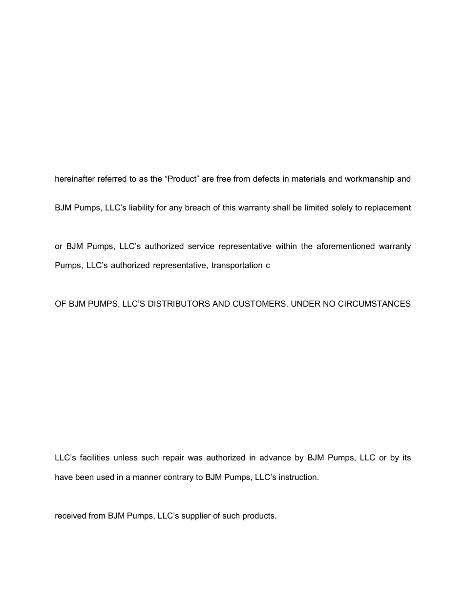 Warranty and limitation of liability | BJM Pumps RX15SS-575T User Manual | Page 28 / 33