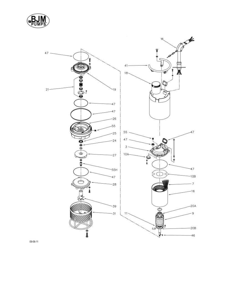 Exploded view lwa15, 22 | BJM Pumps LWA75H-575T User Manual | Page 18 / 36