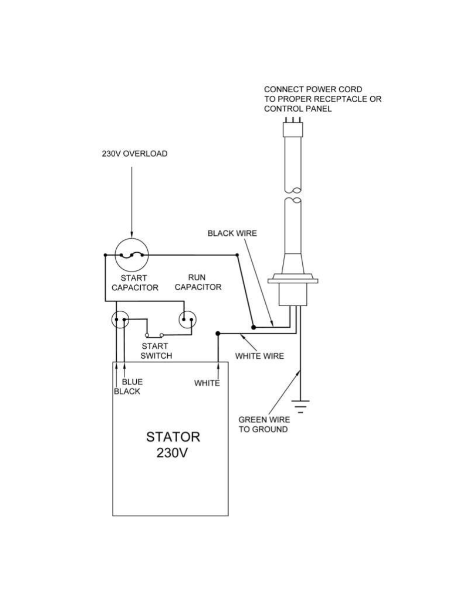 Single phase wiring diagram 230v | BJM Pumps LWA75H-575T User Manual | Page 26 / 36