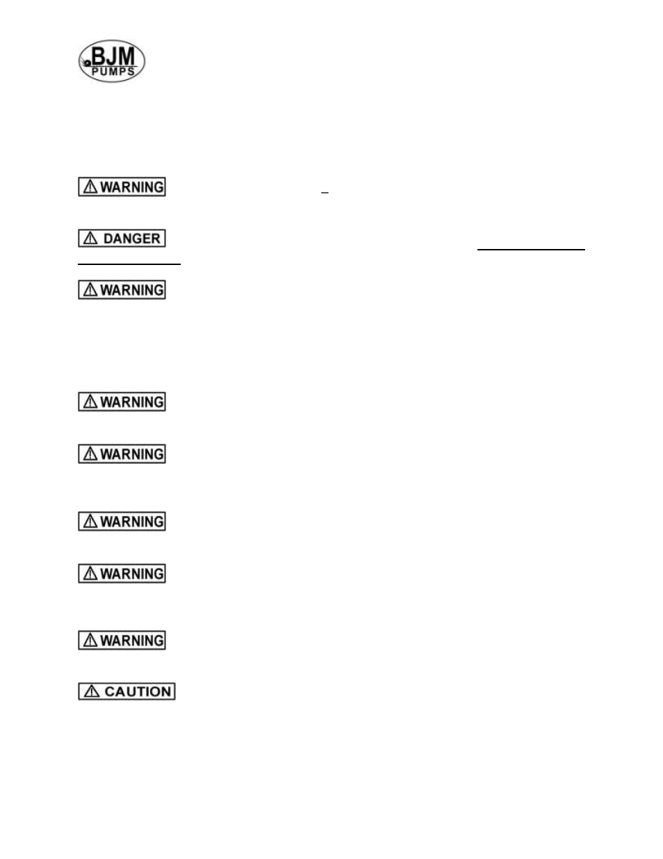 Safety | BJM Pumps LWA75H-575T User Manual | Page 5 / 36