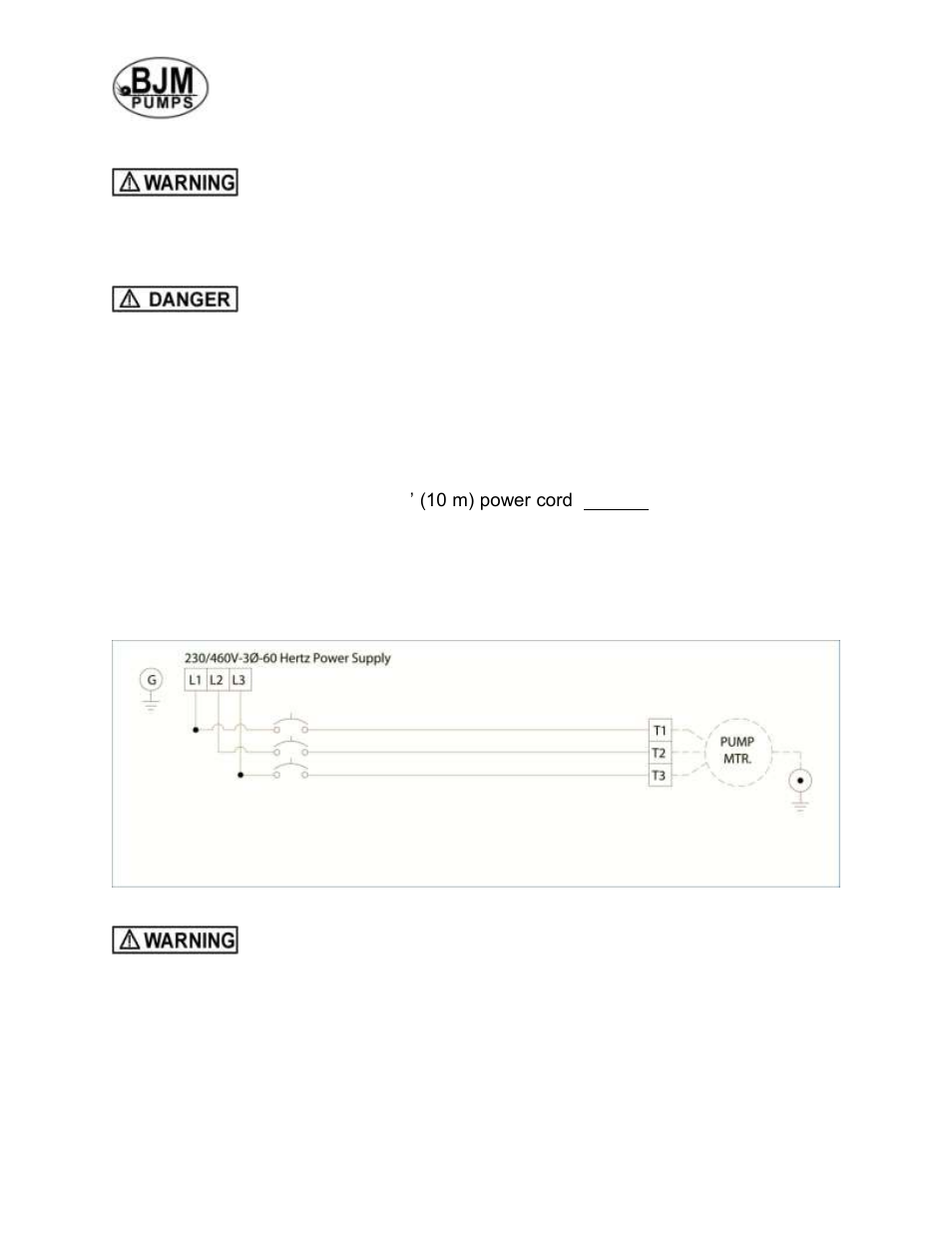 Pump operation, Typical manual dewatering installation | BJM Pumps LWA75H-575T User Manual | Page 9 / 36