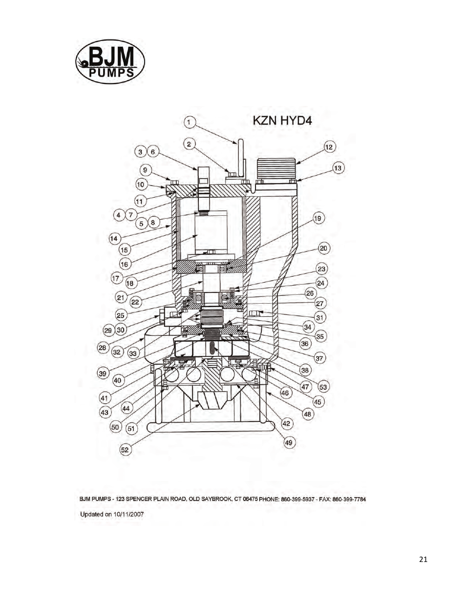 Exploded view of kzn-hyd4(r) | BJM Pumps KZN-HYD6R User Manual | Page 20 / 40