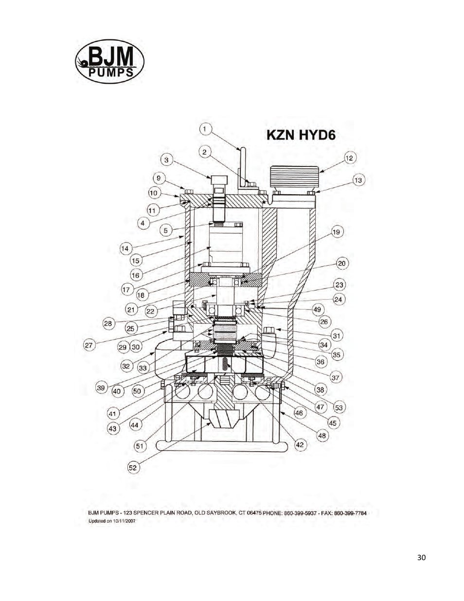 Exploded view of kzn-hyd6(r) | BJM Pumps KZN-HYD6R User Manual | Page 29 / 40