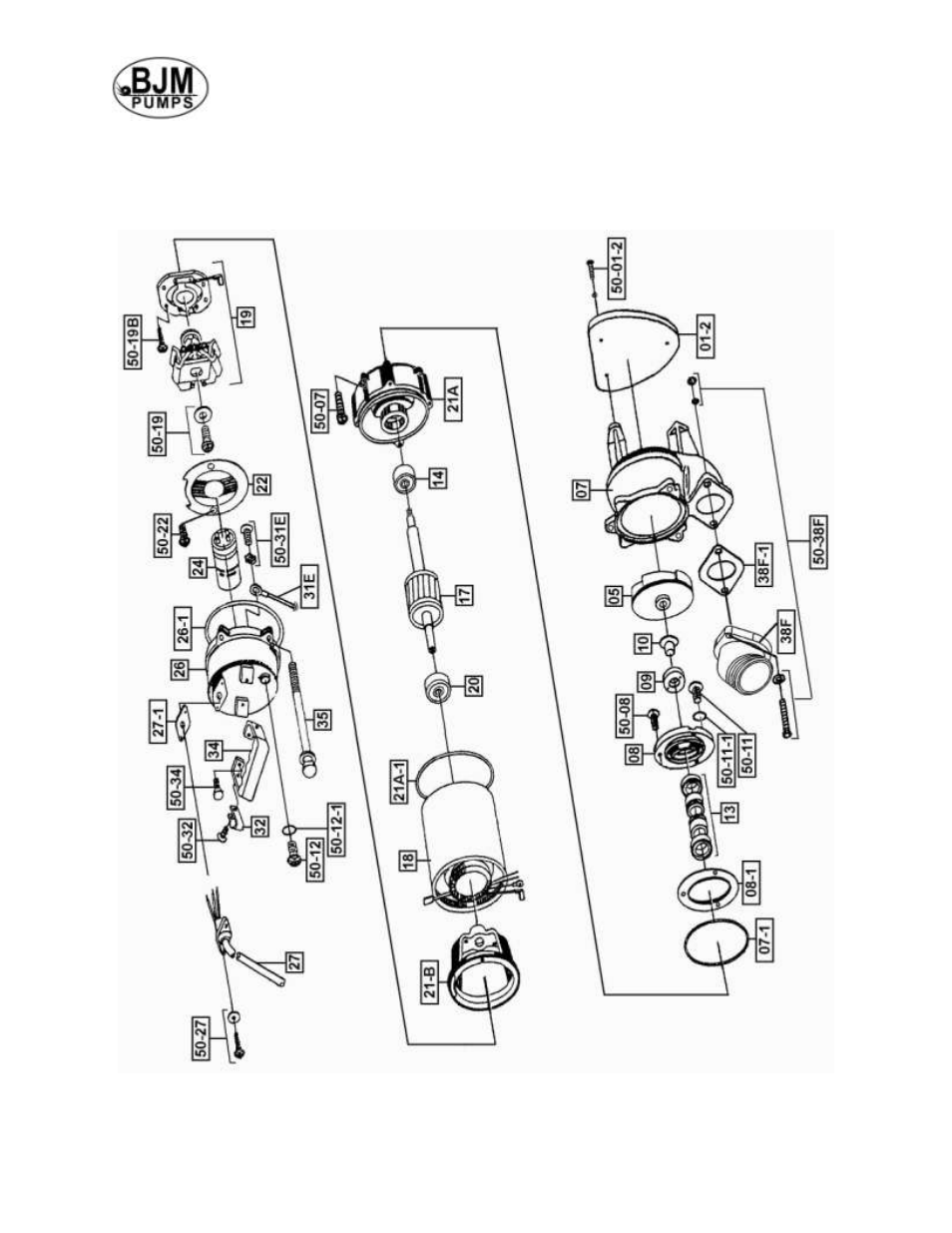 Exploded view of sv400 | BJM Pumps SV75-575T User Manual | Page 17 / 40