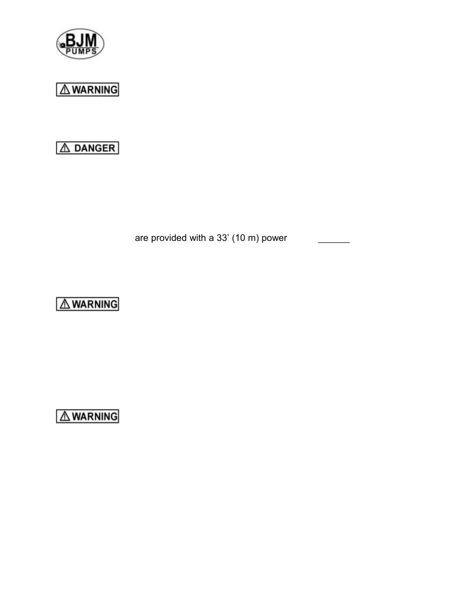 Pump operation, Typical manual dewatering installation | BJM Pumps SX75CSS-575T User Manual | Page 10 / 37