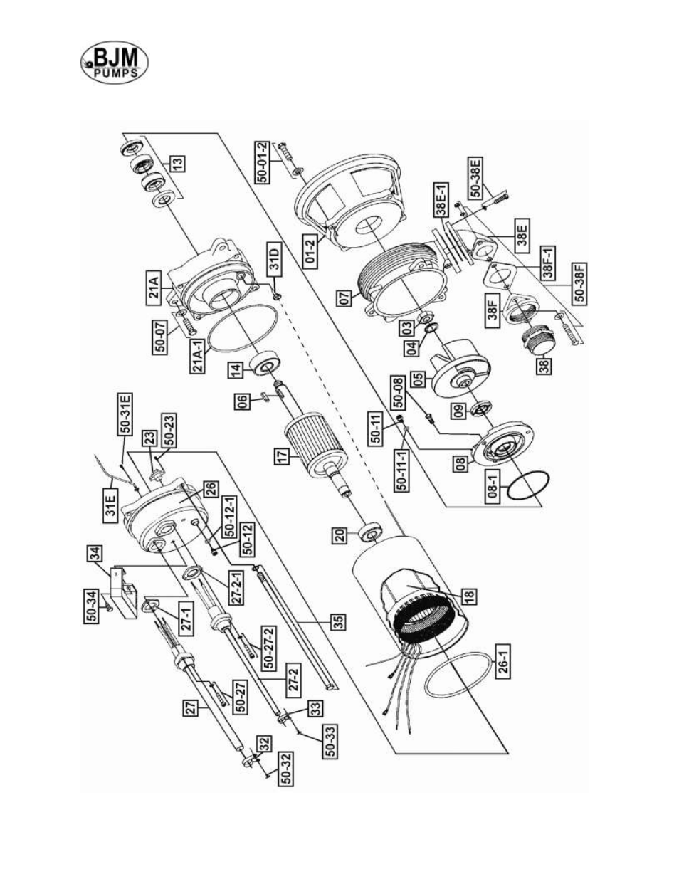 Exploded view of s08c, sx08css, s15c, sx15css | BJM Pumps SX75CSS-575T User Manual | Page 18 / 37