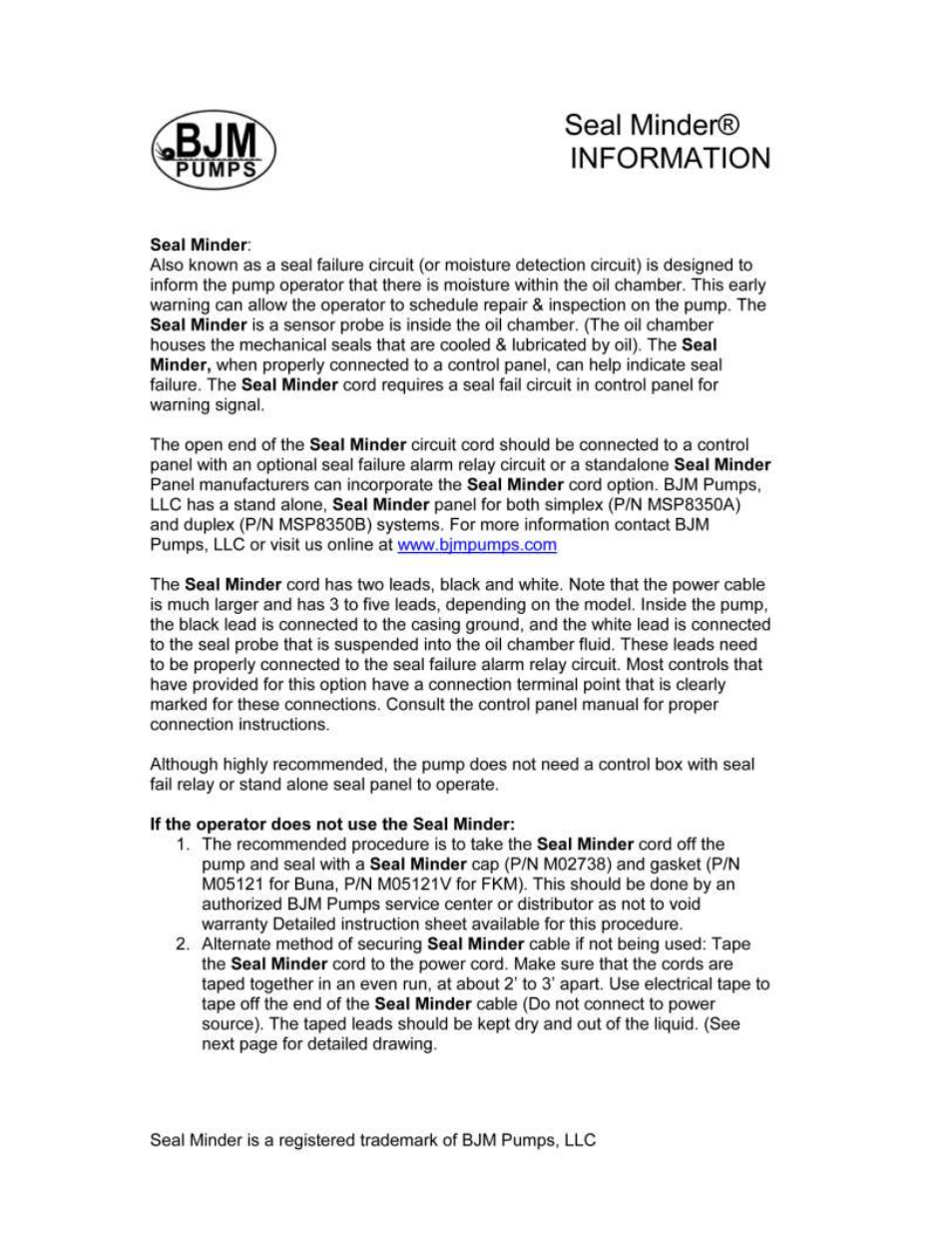 Seal minder | BJM Pumps SX75CSS-575T User Manual | Page 30 / 37