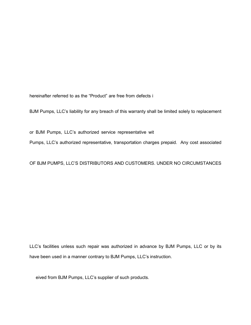 Warranty and limitation of liability | BJM Pumps SX75CSS-575T User Manual | Page 32 / 37