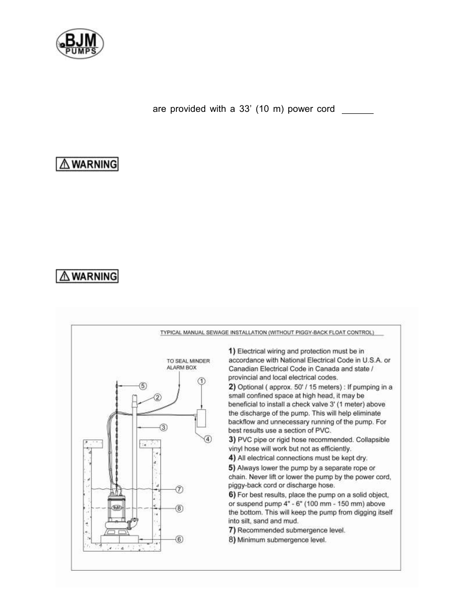 Manual operation | BJM Pumps SKX SERIES SHREDDER PUMPS User Manual | Page 10 / 41