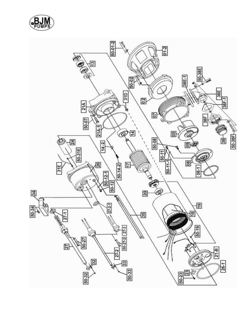 Exploded view of sk750c, sk1500c | BJM Pumps SKX SERIES SHREDDER PUMPS User Manual | Page 17 / 41