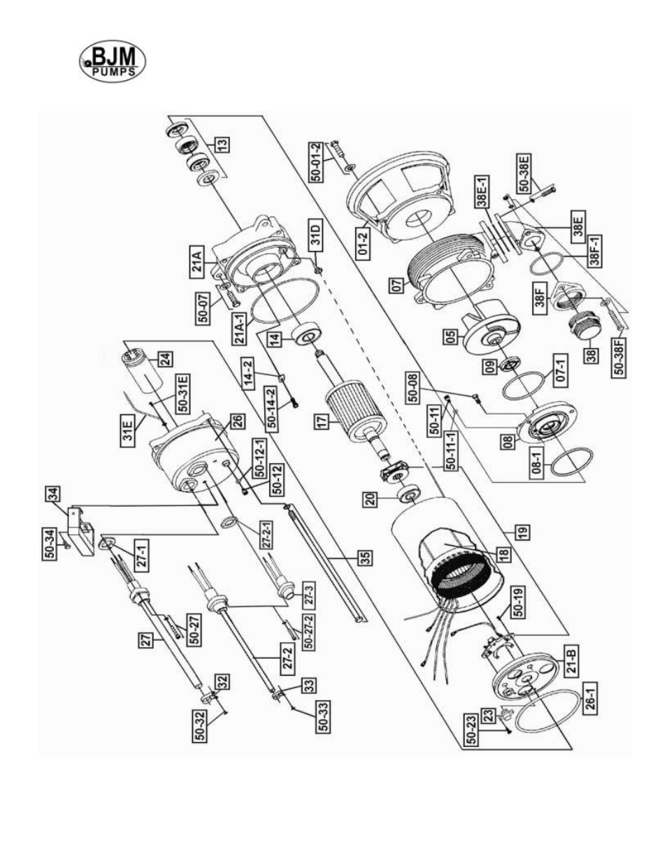 Exploded view of skx750css, skx1500css | BJM Pumps SKX SERIES SHREDDER PUMPS User Manual | Page 18 / 41