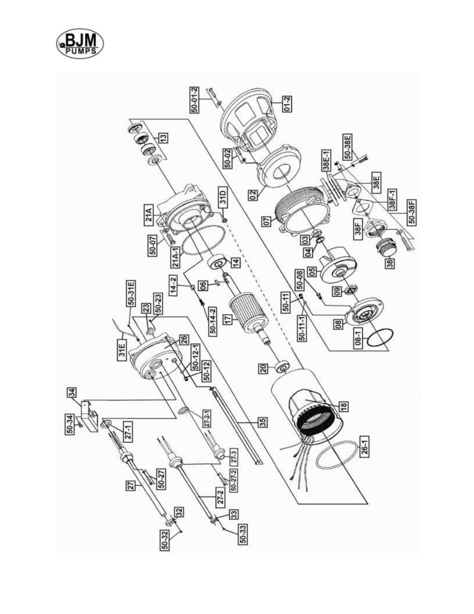Exploded view of sk08c, sk15c | BJM Pumps SKX SERIES SHREDDER PUMPS User Manual | Page 19 / 41