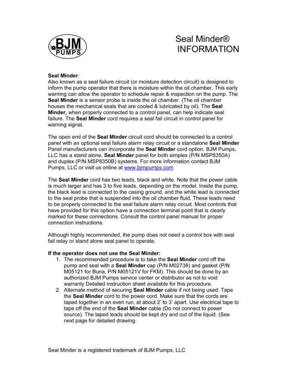 Seal minder | BJM Pumps SKX SERIES SHREDDER PUMPS User Manual | Page 34 / 41