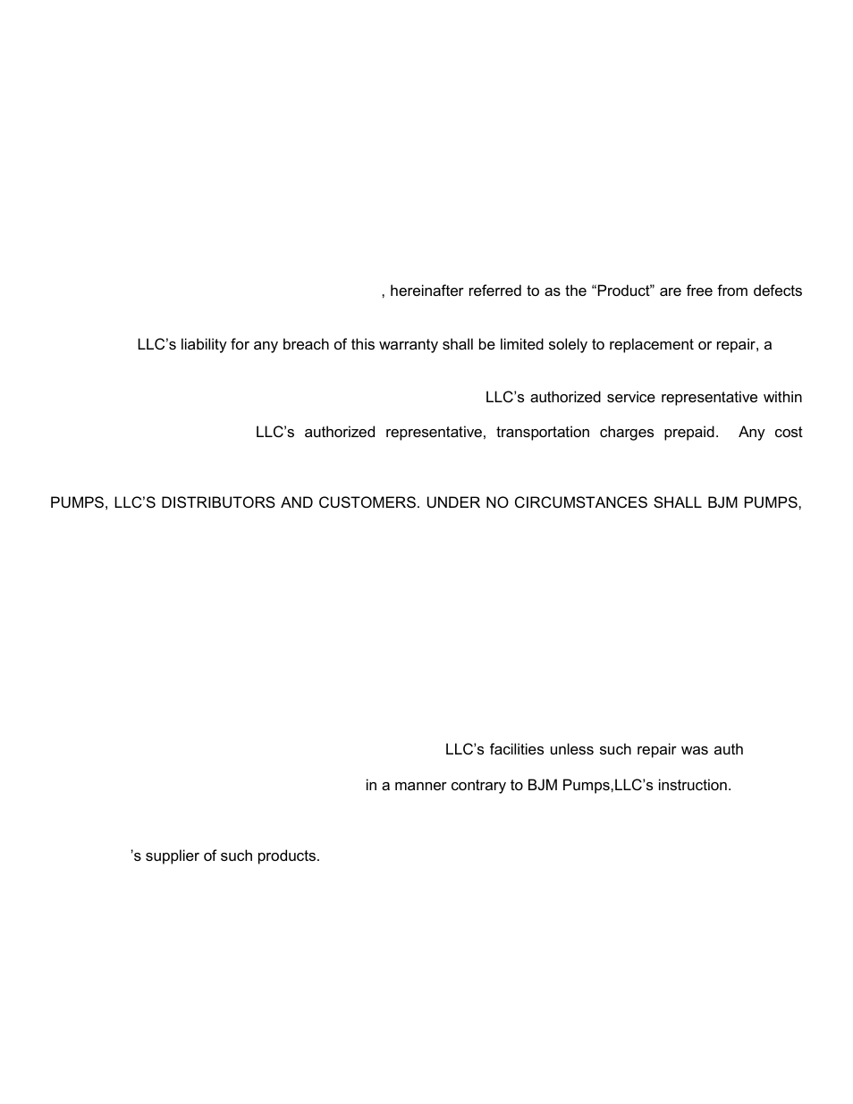 Warranty and limitation of liability | BJM Pumps SKX SERIES SHREDDER PUMPS User Manual | Page 36 / 41