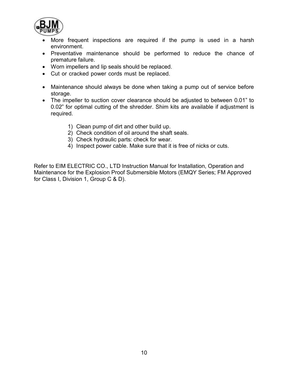 Changing seal oil | BJM Pumps XP-SKX150CSS User Manual | Page 10 / 42