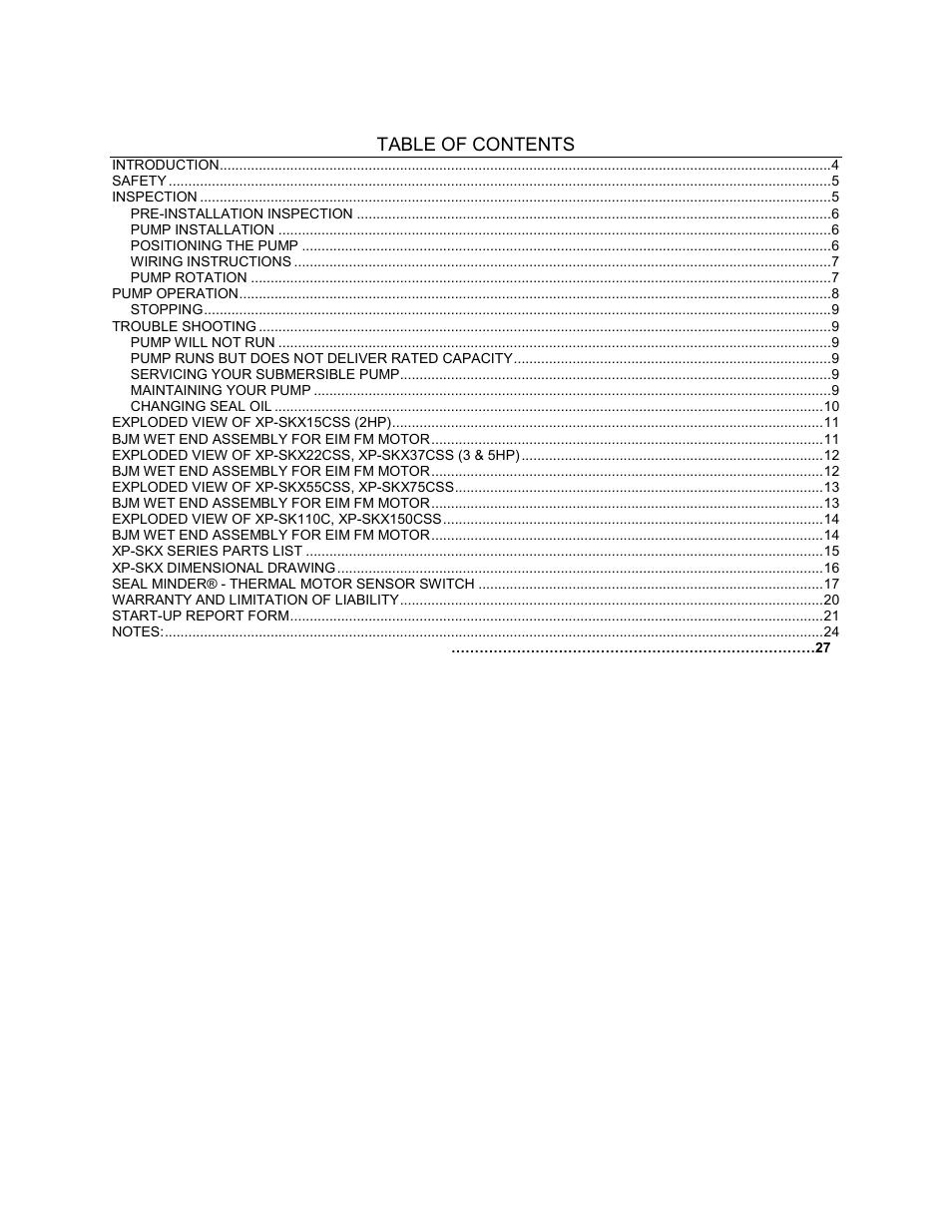 BJM Pumps XP-SKX150CSS User Manual | Page 3 / 42