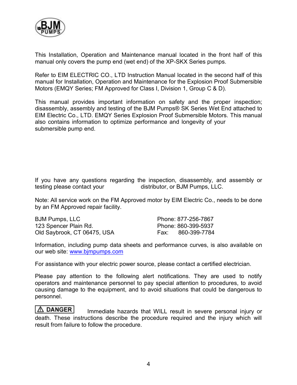 Introduction | BJM Pumps XP-SKX150CSS User Manual | Page 4 / 42