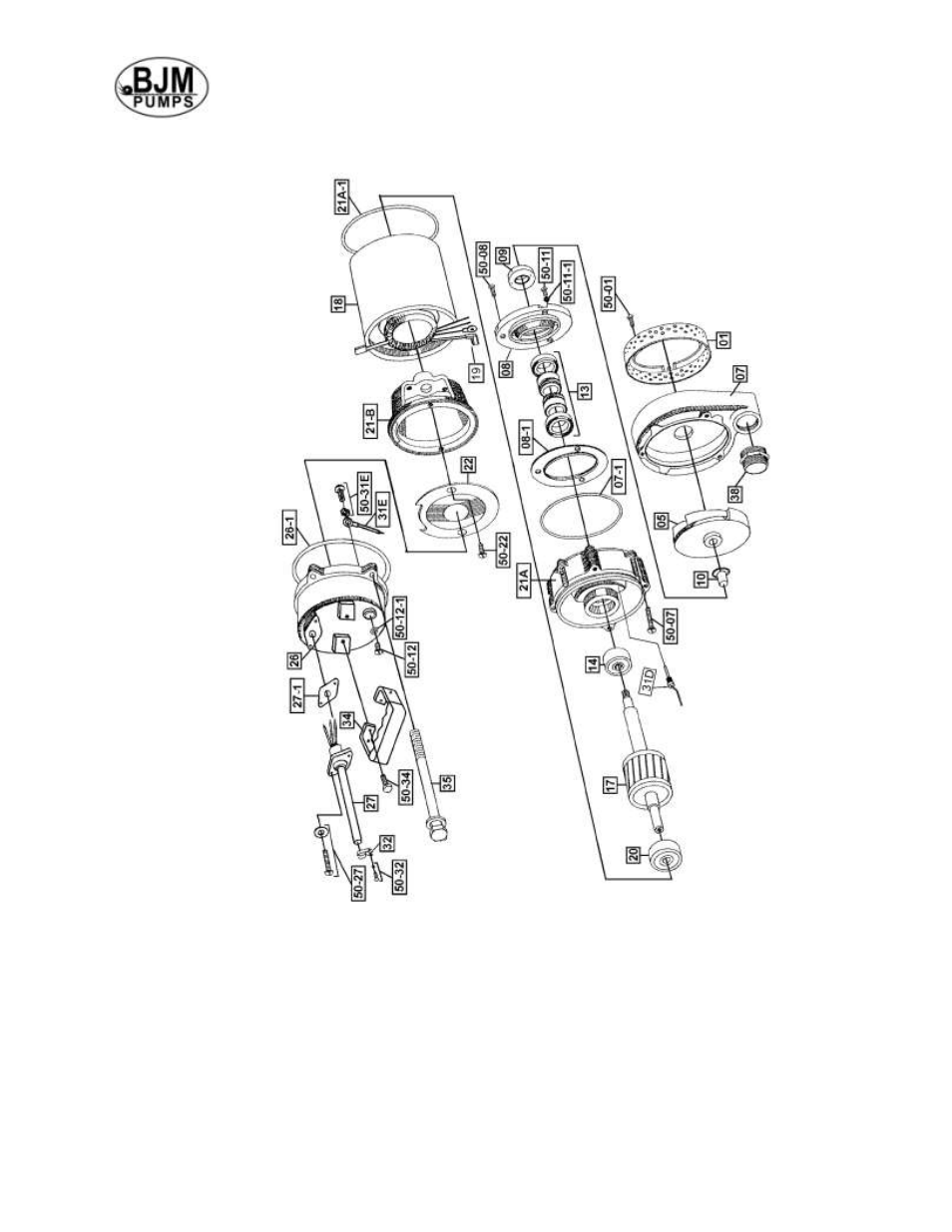 Exploded view of j400-f, jx400ss-f | BJM Pumps JX1500HSS-F User Manual | Page 16 / 29