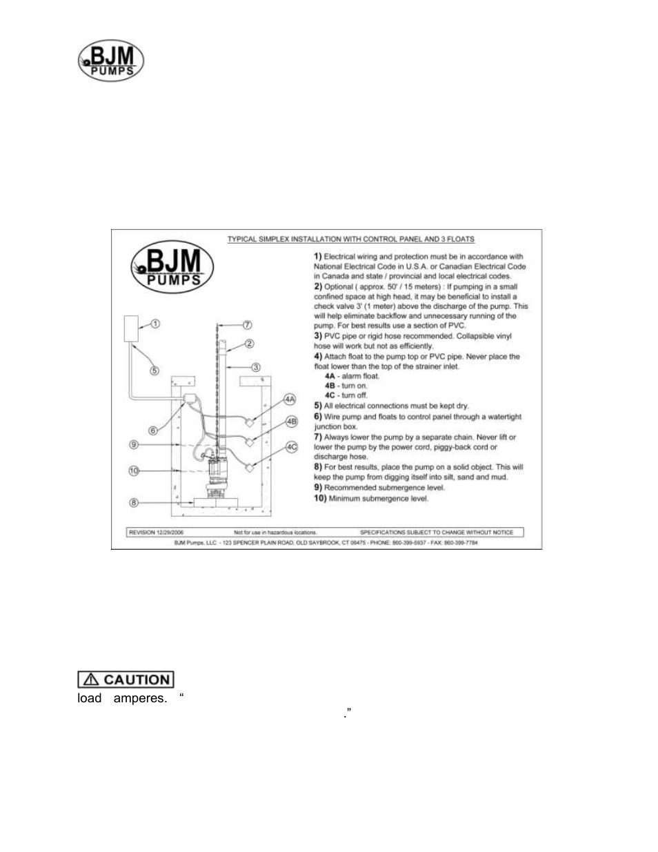 Typical automatic dewatering installation, Stopping, Intended methods of connection | BJM Pumps KB110H-F User Manual | Page 11 / 29