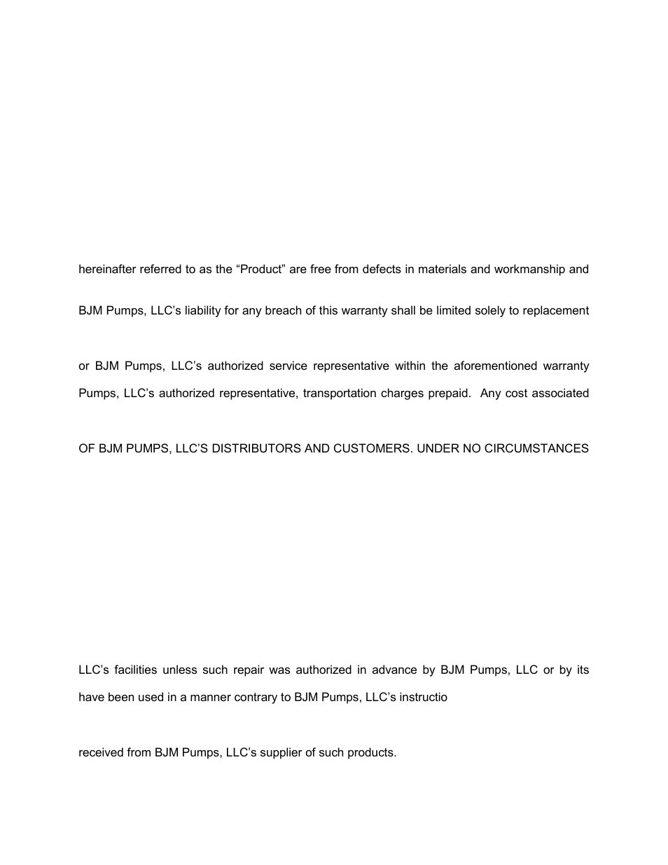 Warranty and limitation of liability | BJM Pumps SX75CSSF-575T User Manual | Page 27 / 32