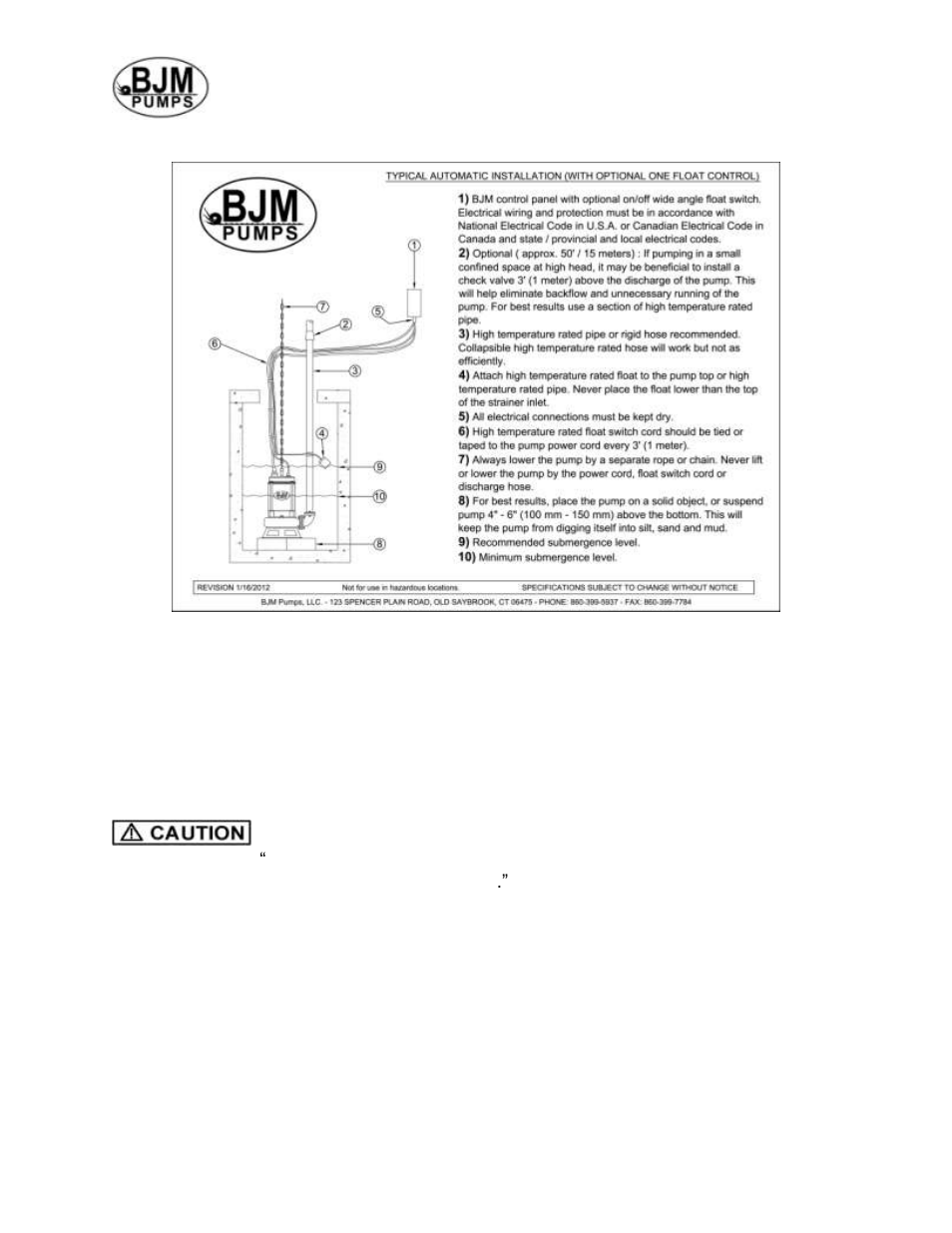 Typical automatic wastewater installation, Stopping, Control panels connection options | BJM Pumps SX1500CSS-F User Manual | Page 10 / 26