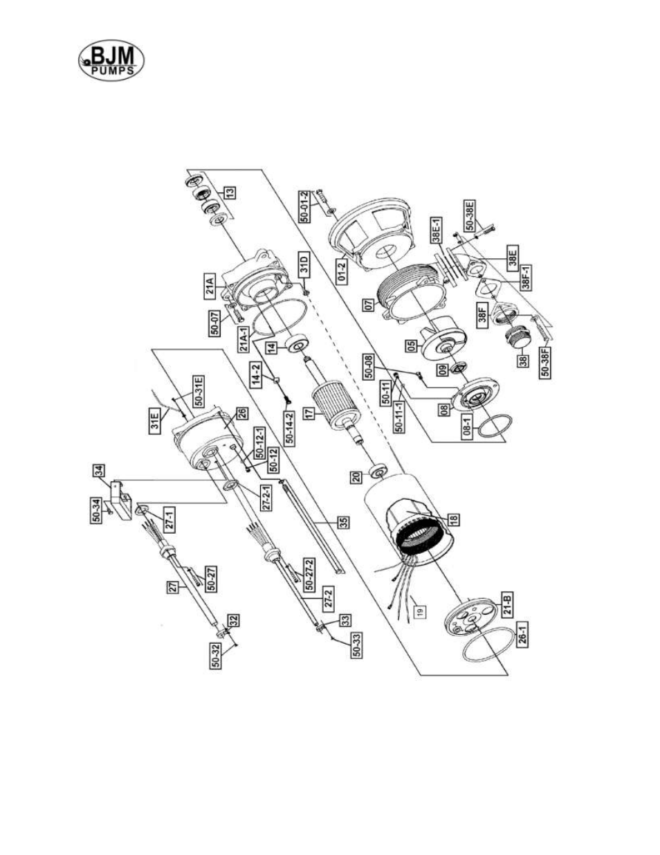 Exploded view of s1500c-f | BJM Pumps SX1500CSS-F User Manual | Page 15 / 26