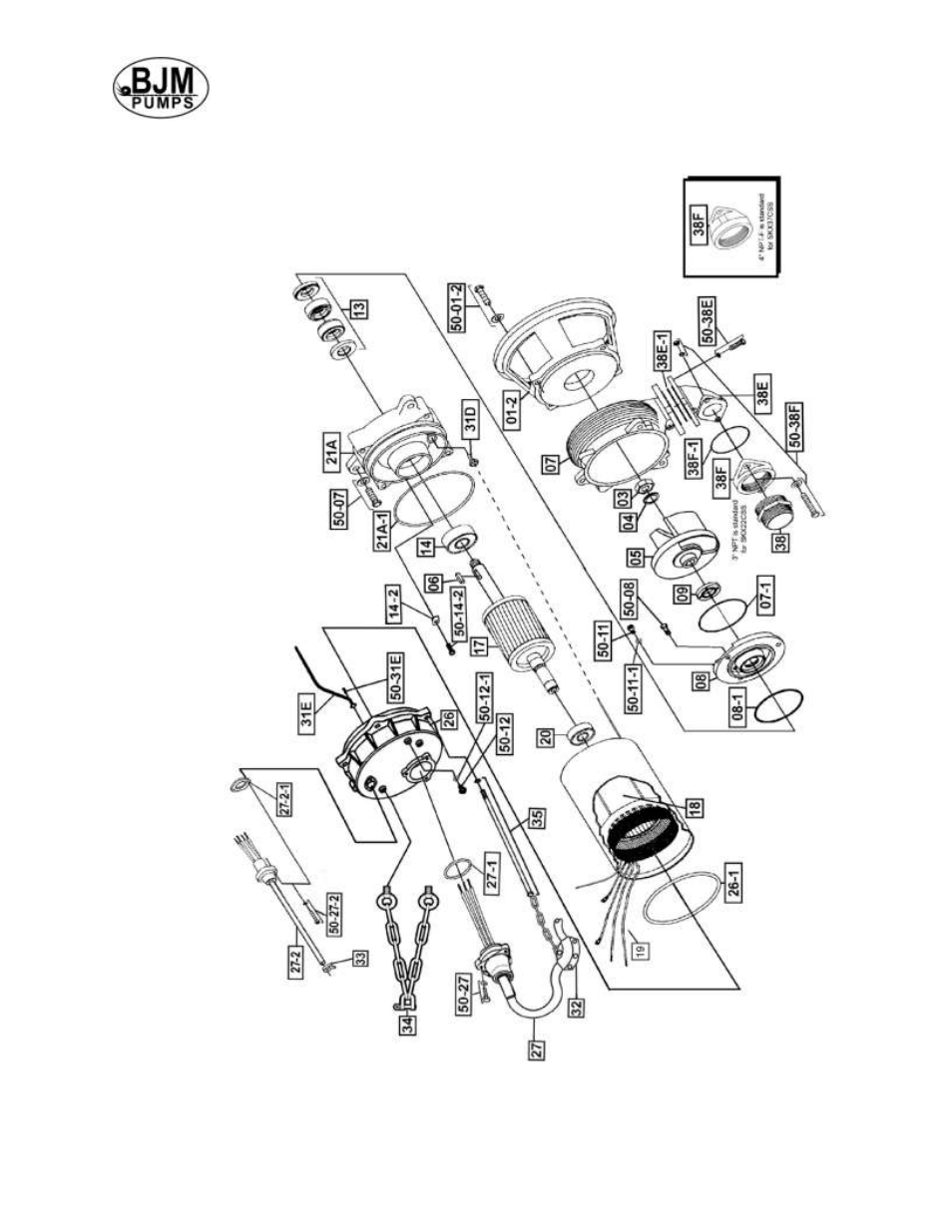 Exploded view of skx22css-f, skx37css-f | BJM Pumps SKX150CSSF-575T User Manual | Page 20 / 38