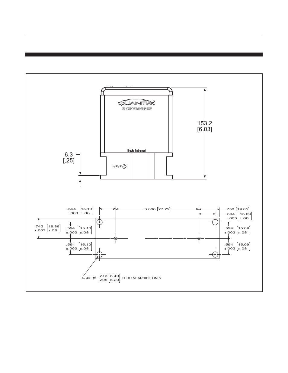 Installation and operation manual, 4 dimensions, Figure 1-1 dimensional drawing qmb ip40 downported | Brooks Instrument QMBM User Manual | Page 22 / 52