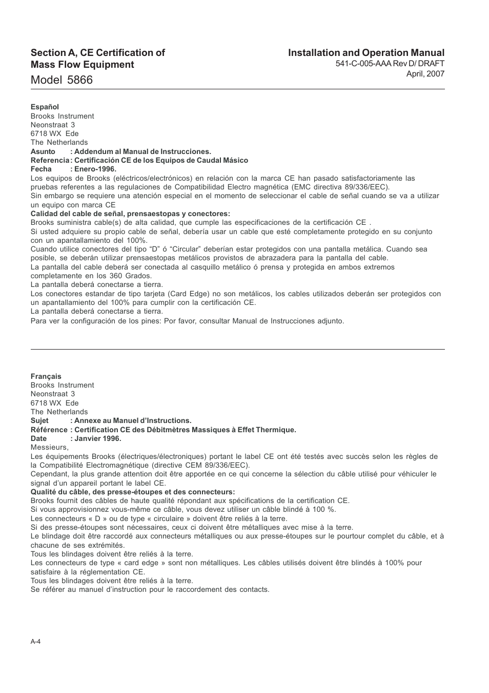 Model 5866 | Brooks Instrument 5866M User Manual | Page 53 / 65