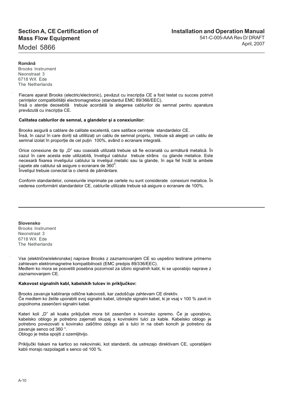 Model 5866, Installation and operation manual | Brooks Instrument 5866M User Manual | Page 59 / 65