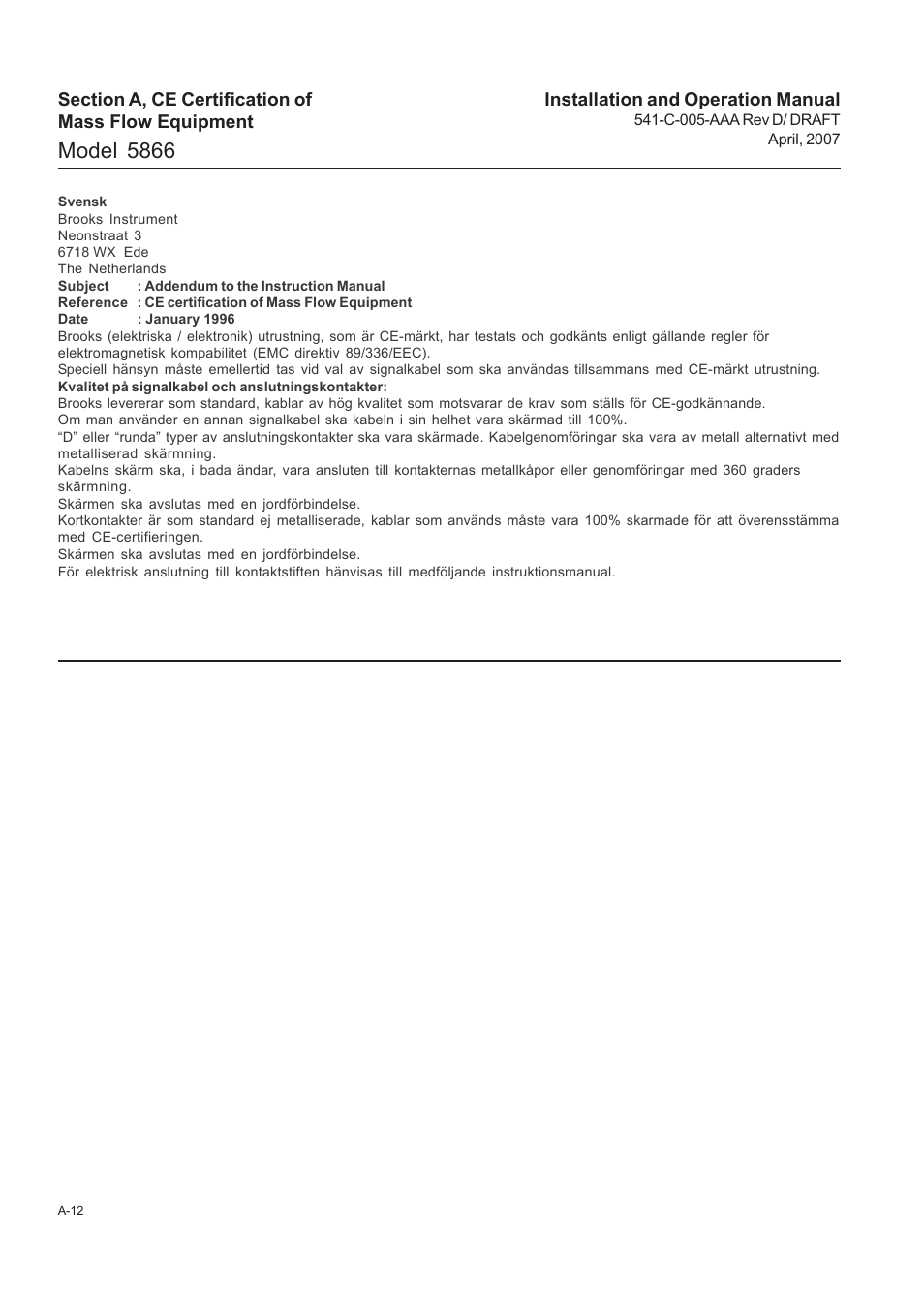Model 5866 | Brooks Instrument 5866M User Manual | Page 61 / 65
