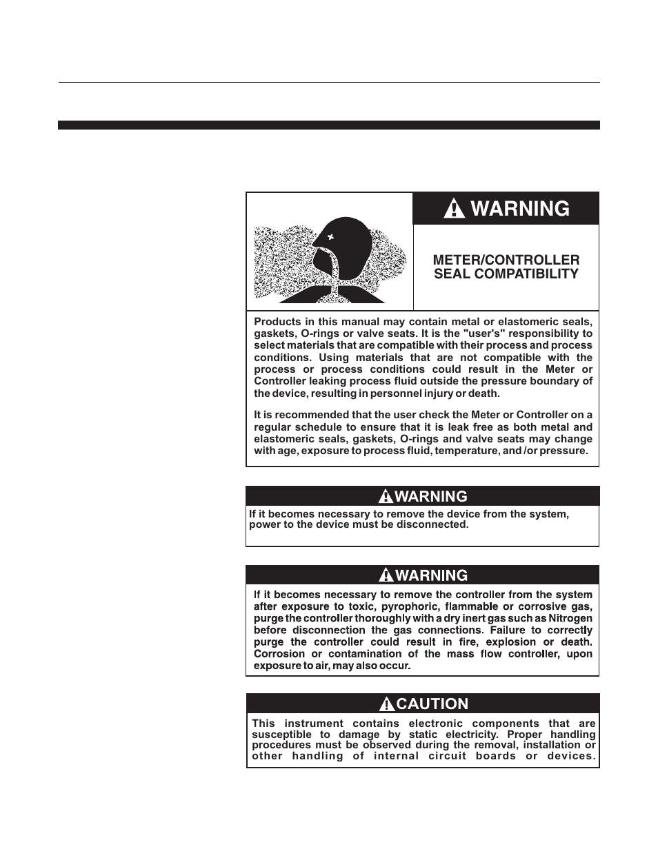 Warning, Caution | Brooks Instrument IPT122 2 Indicating Pressure Transmitters" User Manual | Page 19 / 22
