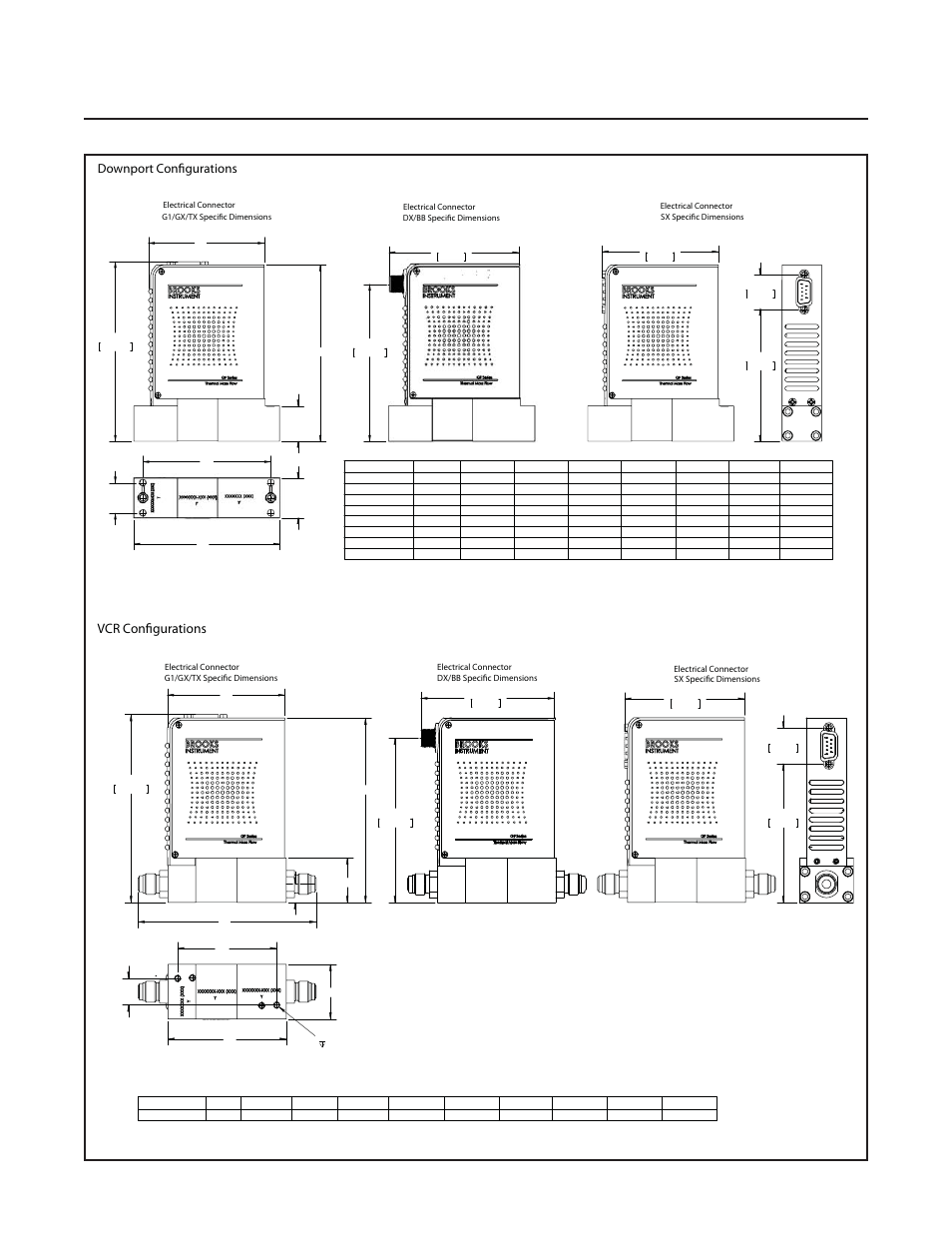 Gf100 series, Downport configurations, Vcr configurations | Brooks Instrument GF126 User Manual | Page 18 / 82