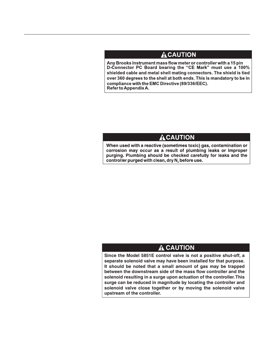 Brooks, Model 5851e, Caution | Brooks Instrument 5851E User Manual | Page 13 / 64