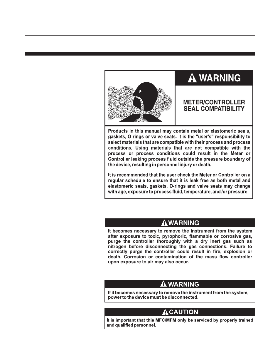 Warning, Brooks, Mf series | Brooks Instrument Mfi Series User Manual | Page 39 / 82
