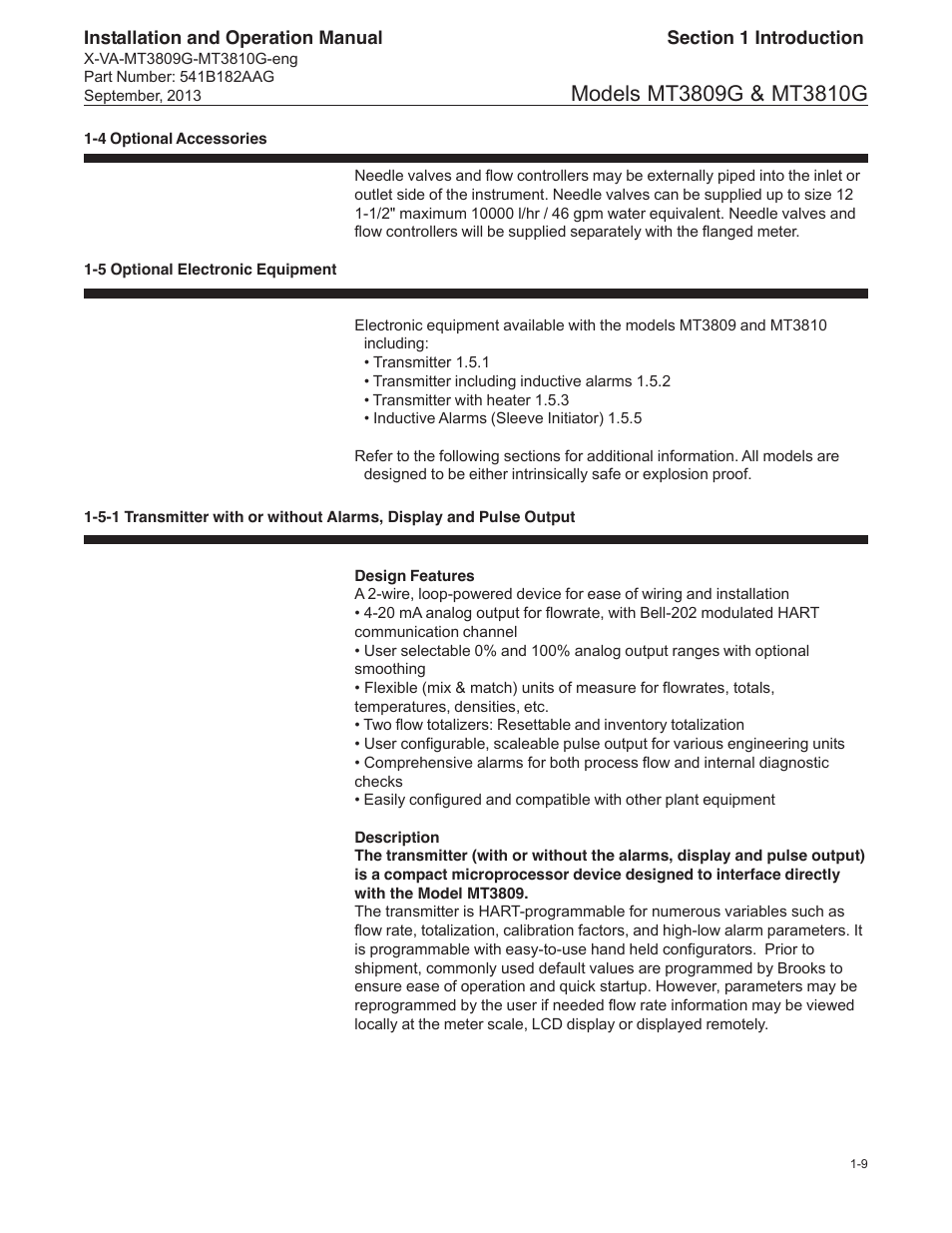 Brooks Instrument MT3809G User Manual | Page 15 / 78