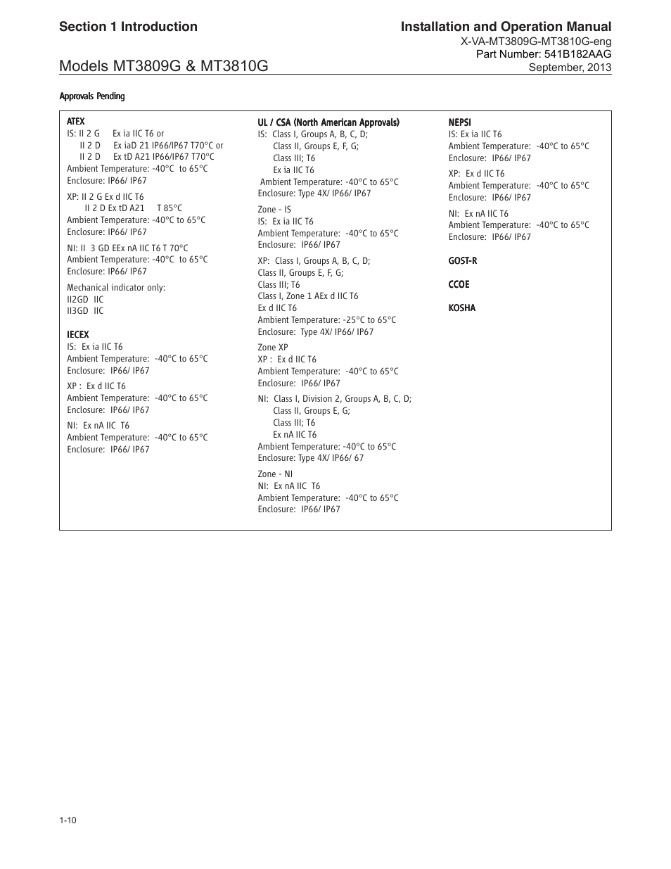 Installation and operation manual | Brooks Instrument MT3809G User Manual | Page 16 / 78