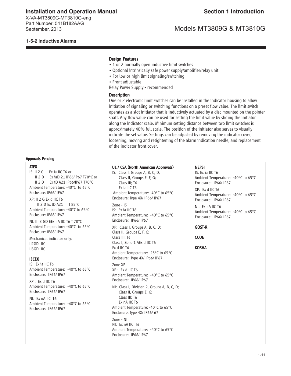 Installation and operation manual | Brooks Instrument MT3809G User Manual | Page 17 / 78