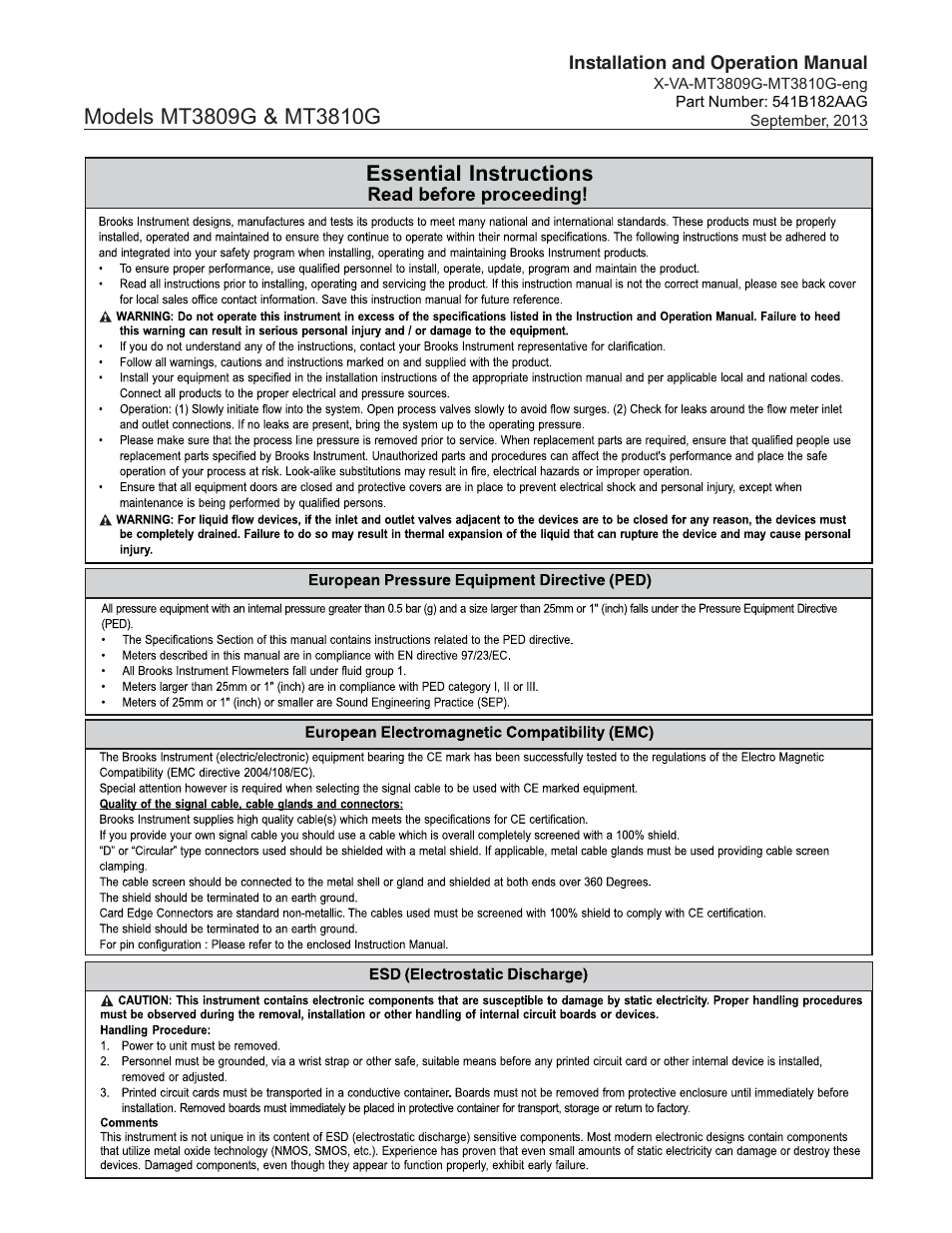 Brooks Instrument MT3809G User Manual | Page 2 / 78