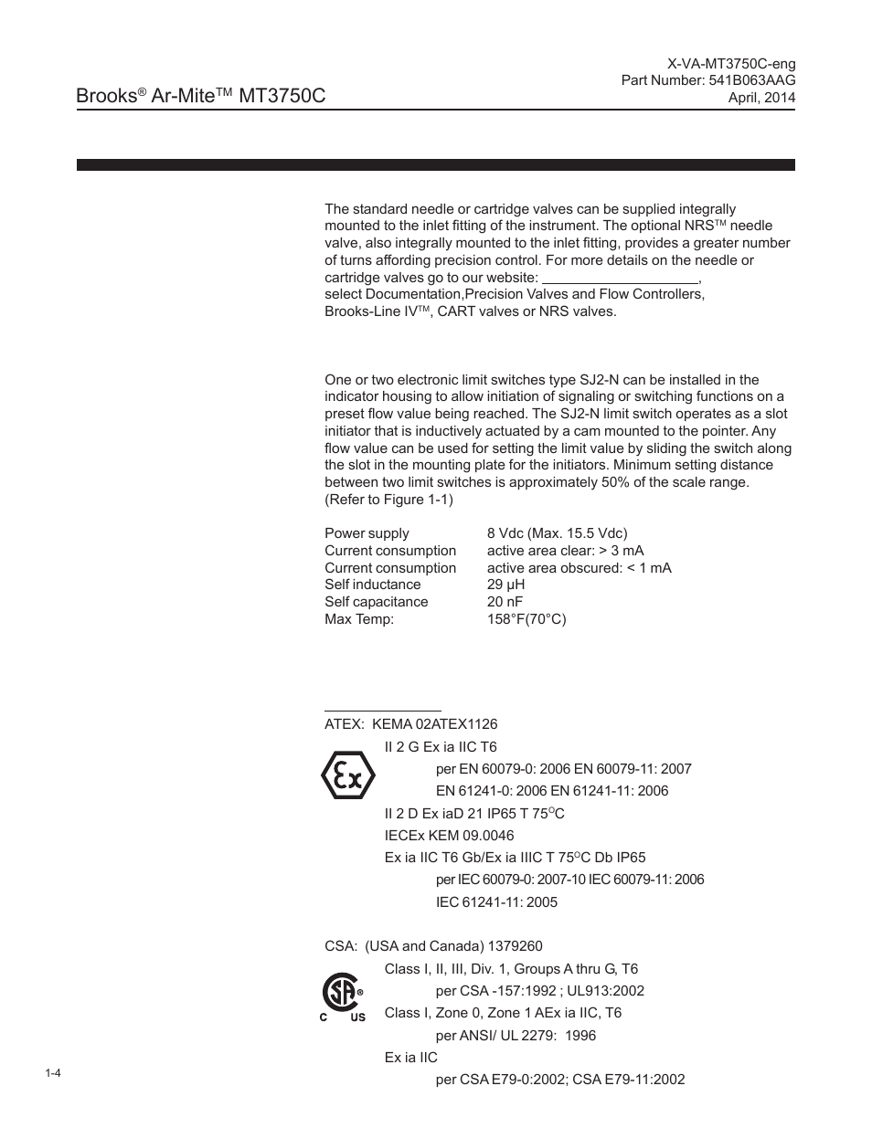 Brooks, Ar-mite, Mt3750c | Brooks Instrument 3750 User Manual | Page 10 / 64