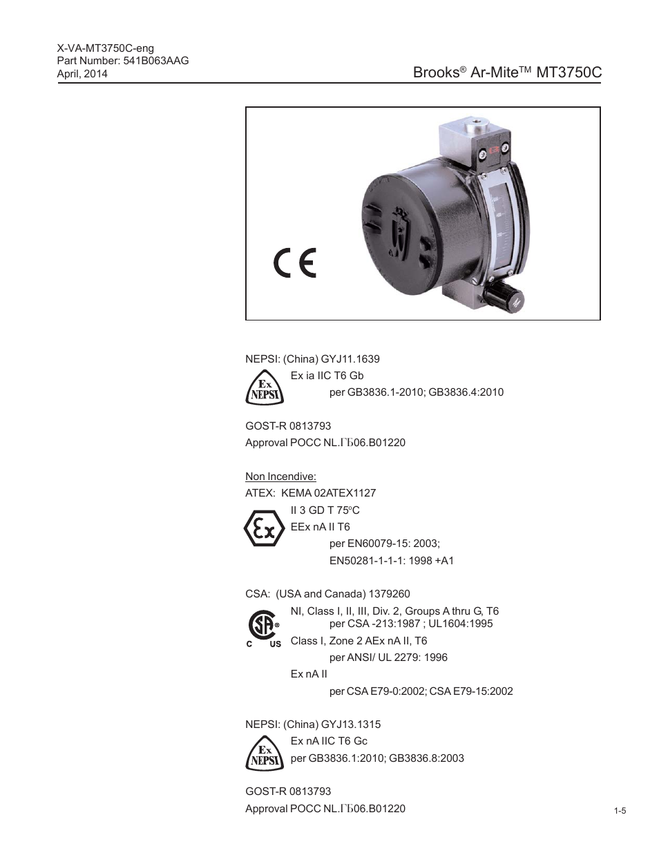 Brooks, Ar-mite, Mt3750c | Brooks Instrument 3750 User Manual | Page 11 / 64