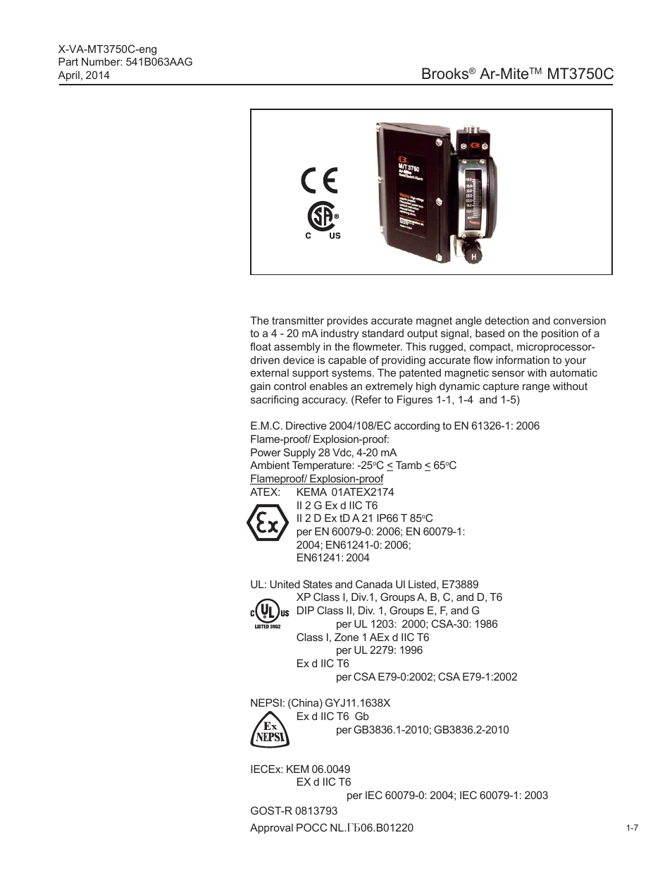 Brooks, Ar-mite, Mt3750c | Brooks Instrument 3750 User Manual | Page 13 / 64