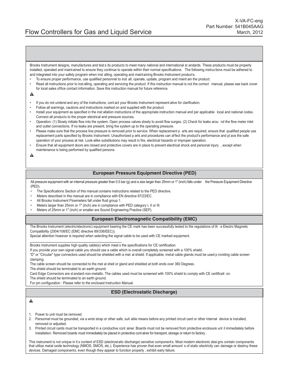 Flow controllers for gas and liquid service, Essential instructions, Read before proceeding | Brooks Instrument FC8800 Series User Manual | Page 2 / 48